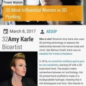 Amy Karle named one of the “35 Most Influential Women in 3D Printing”